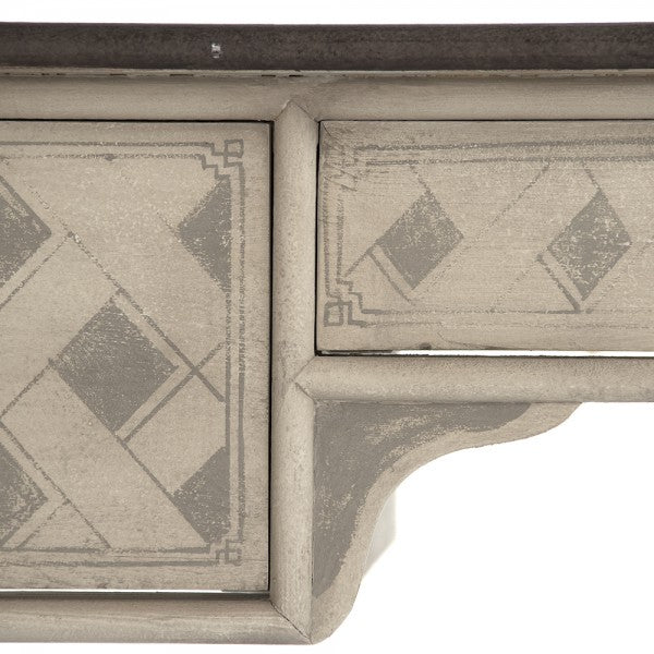 Zentique Sergei Desk Chocolate Brown Top/Taupe And Grey Base