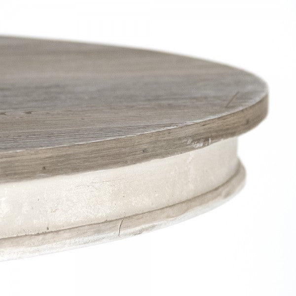 Zentique Chandler Dining Table Weathered Dry Natural, White Washed Base