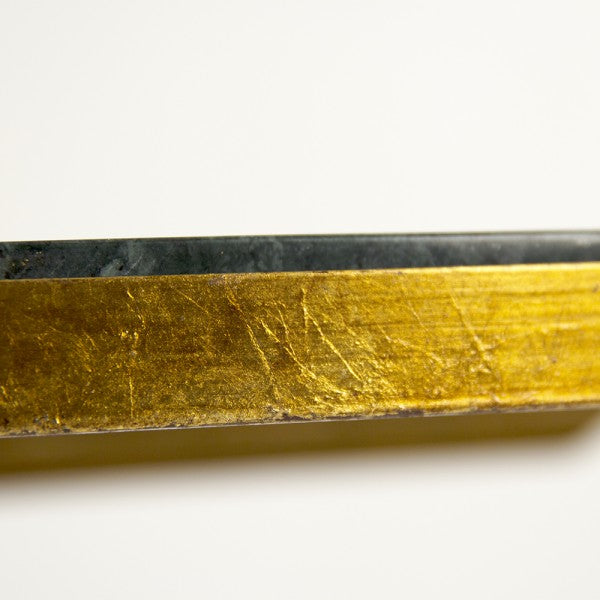 Zentique Caine Coffee Table Deep Green Marble Top, Gold Leaf Base