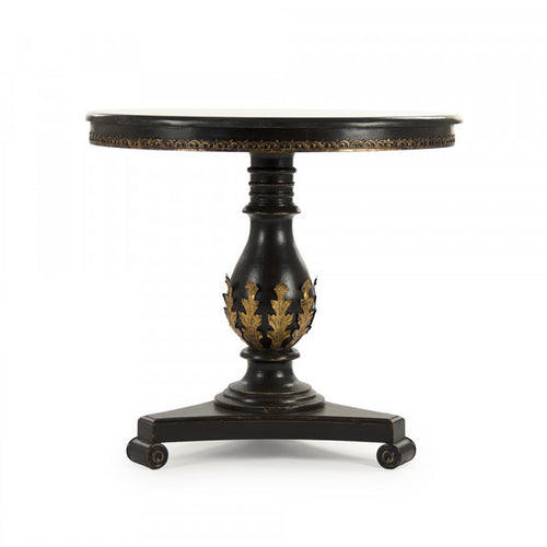 Zentique Algernon Table Distressed Black, Gold Leaf Details