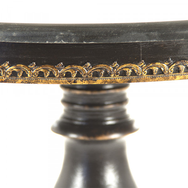 Zentique Algernon Table Distressed Black, Gold Leaf Details