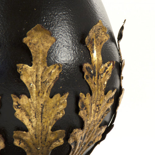 Zentique Algernon Table Distressed Black, Gold Leaf Details