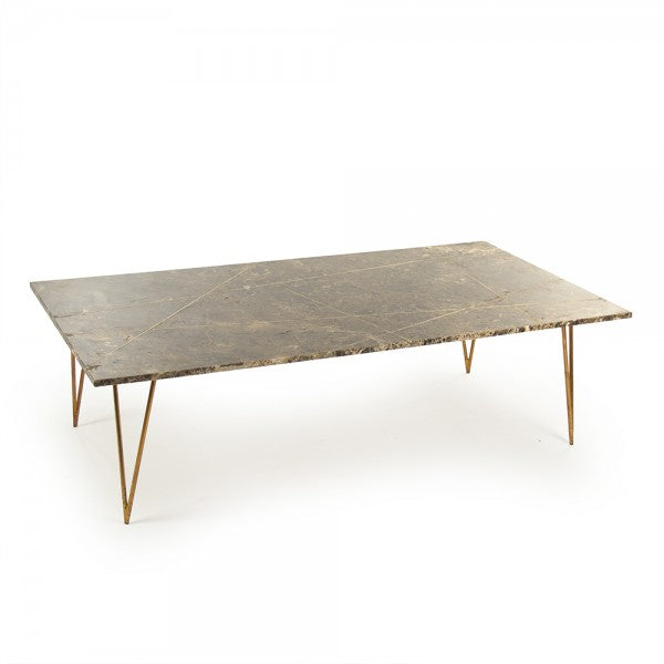 Zentique Adelaide Coffee Table Gold/Brown Top, Gold Leaf Base