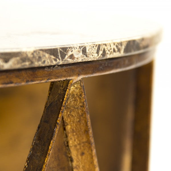 Zentique Casey Coffee Table (Set Of 2) Brown Top, Gold Leaf Base