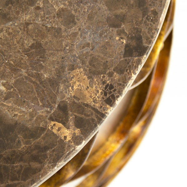 Zentique Casey Coffee Table (Set Of 2) Brown Top, Gold Leaf Base