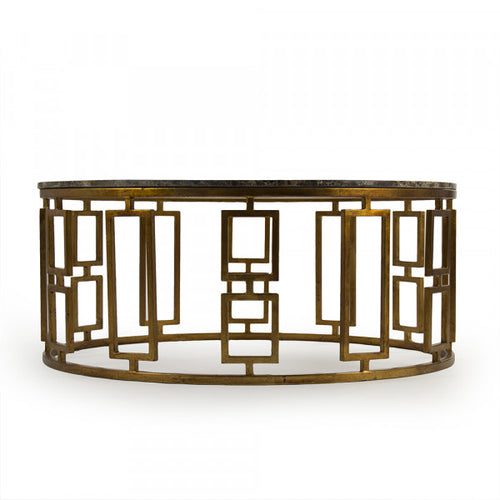 Zentique Adelise Coffee Table Brown Top, Gold Leaf Base