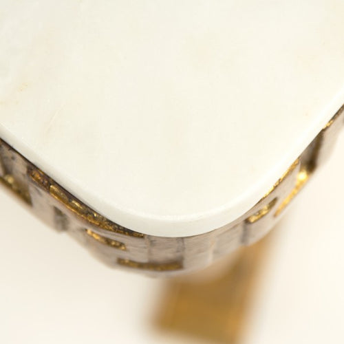 Zentique Emeline Console Off White Top, Gold Leaf Base