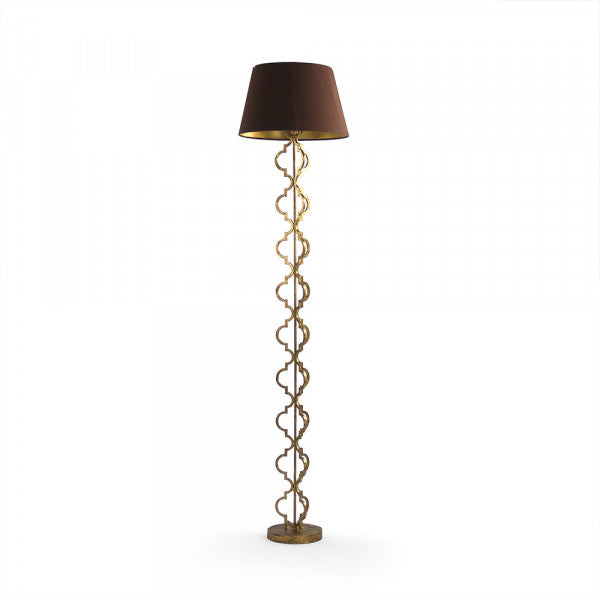 Zentique Byron Floor Lamp Brown Shade, Gold Leaf Base