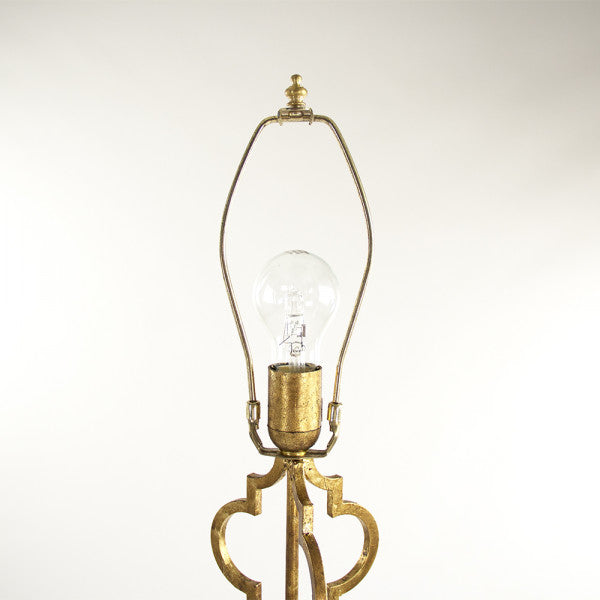 Zentique Byron Floor Lamp Brown Shade, Gold Leaf Base