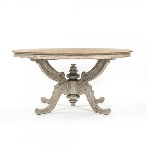 Zentique Provence Dining Table Natural Top, Distressed Grey