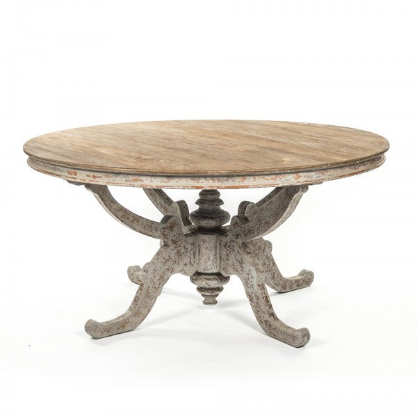 Zentique Provence Dining Table Natural Top, Distressed Grey