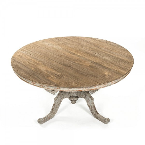Zentique Provence Dining Table Natural Top, Distressed Grey