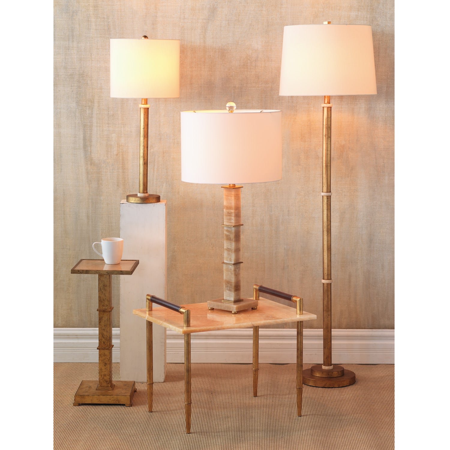 Port 68 Diana Gold Marble Buffet Table Lamp Set of 2