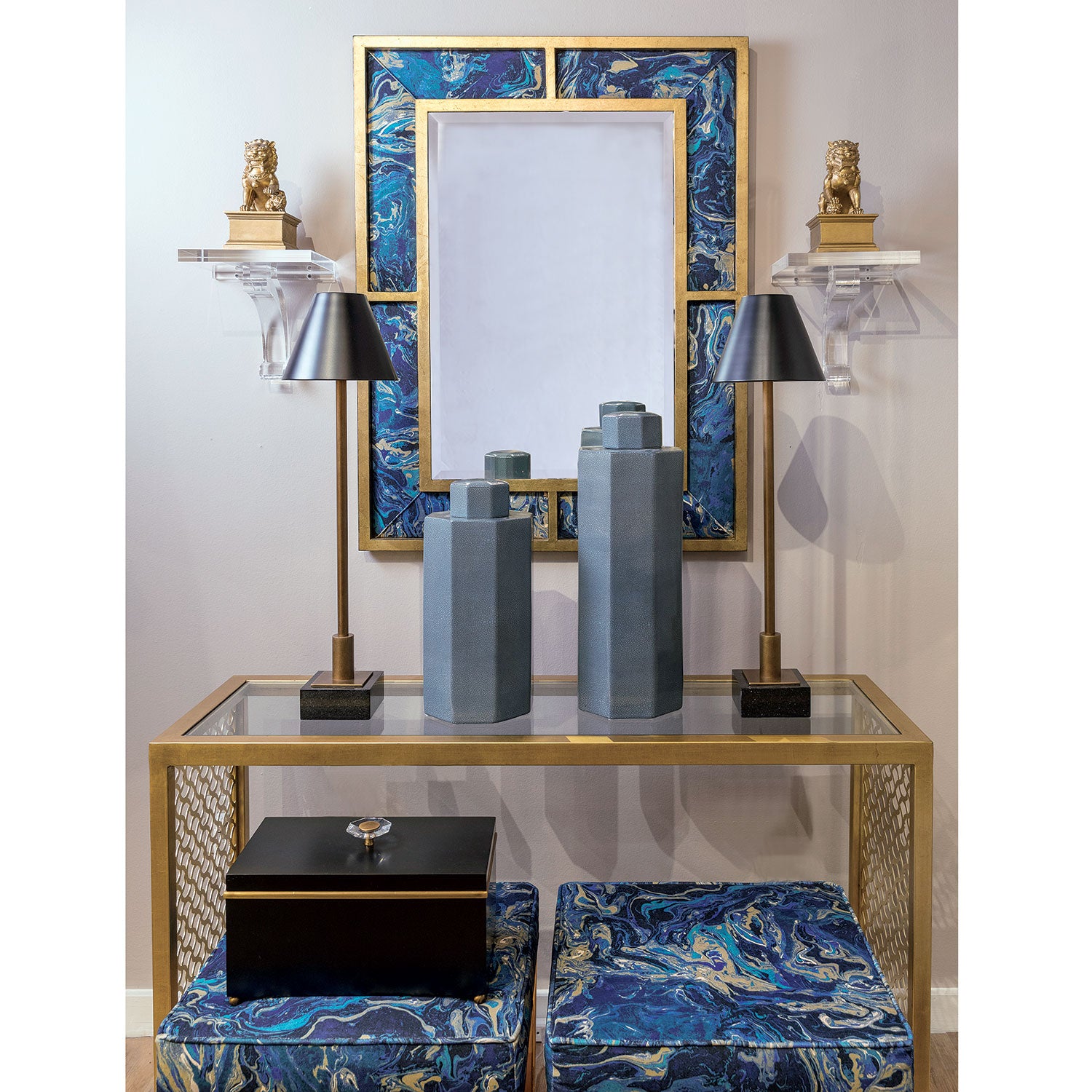 Port 68 Marais Brass Buffet Lamps, Set of Two