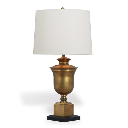 Port 68 Robertson Brass Lamp - White Linen Shade