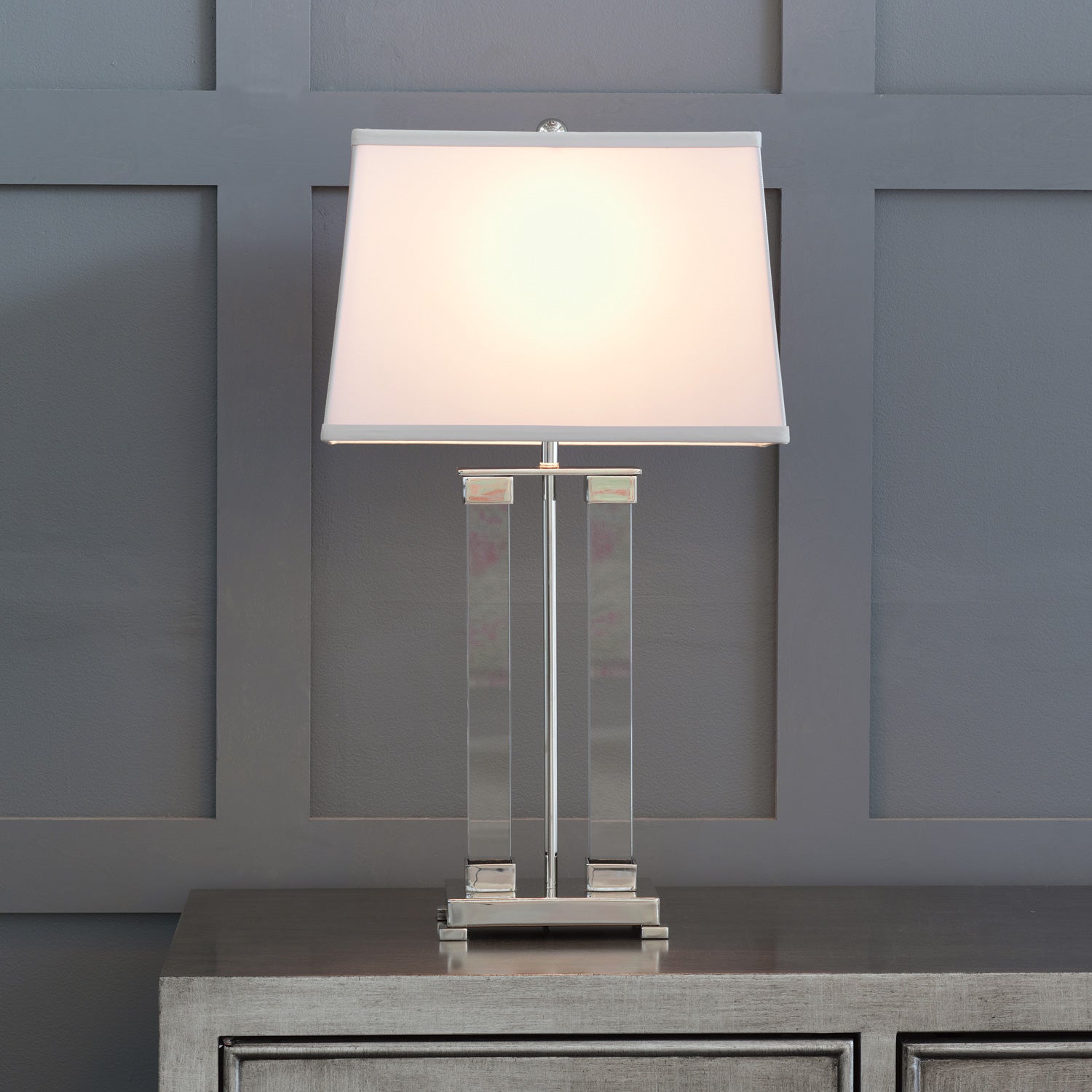 Port 68 Hancock Nickel and Crystal Lamp 29"H
