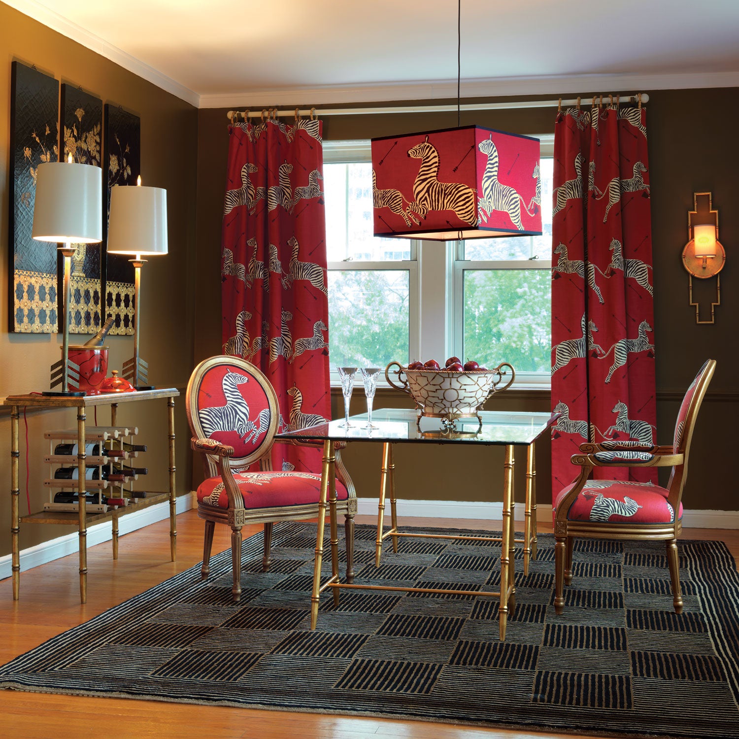 Port 68 Franco Ivory Buffet Lamp, 40"H in Red