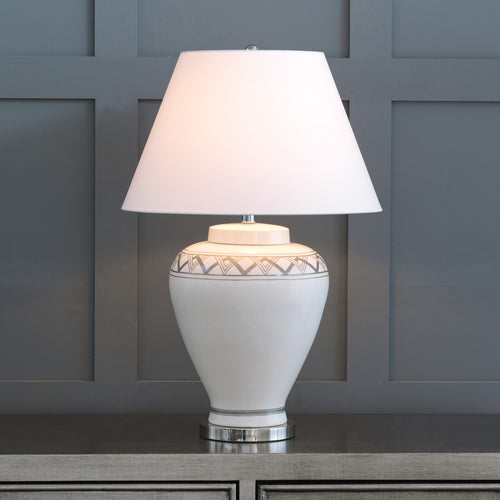 Port 68 Carlyle Cream Border-Patterned Porcelain Table Lamp
