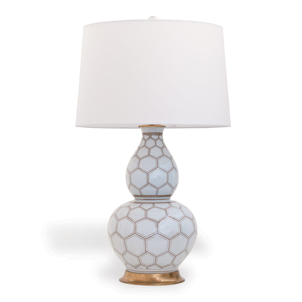 Port 68 Kenilworth Double-Gourd Table Lamp, White/Brown