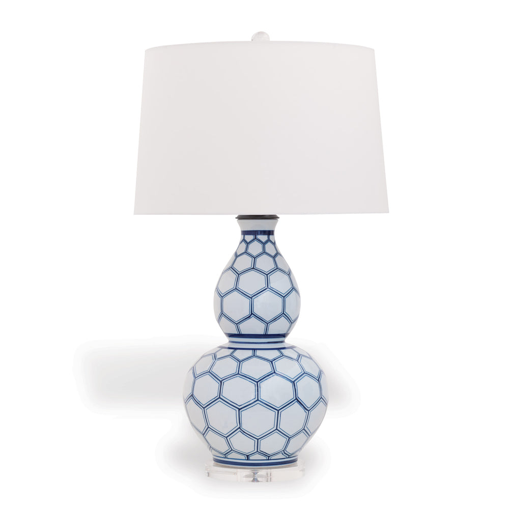 Port 68 Kenilworth Double-Gourd Table Lamp, White/Blue