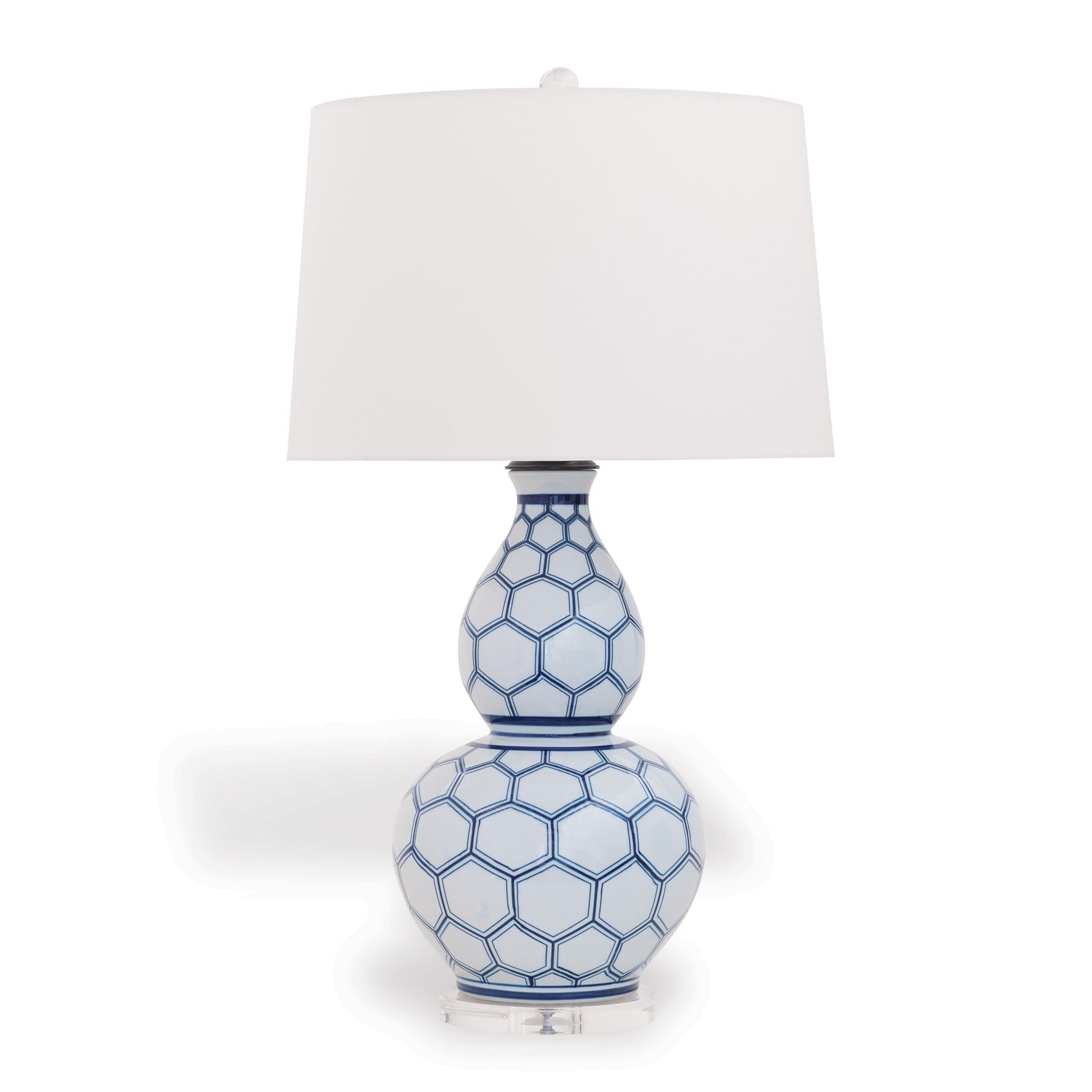 Port 68 Kenilworth Double-Gourd Table Lamp, White/Blue
