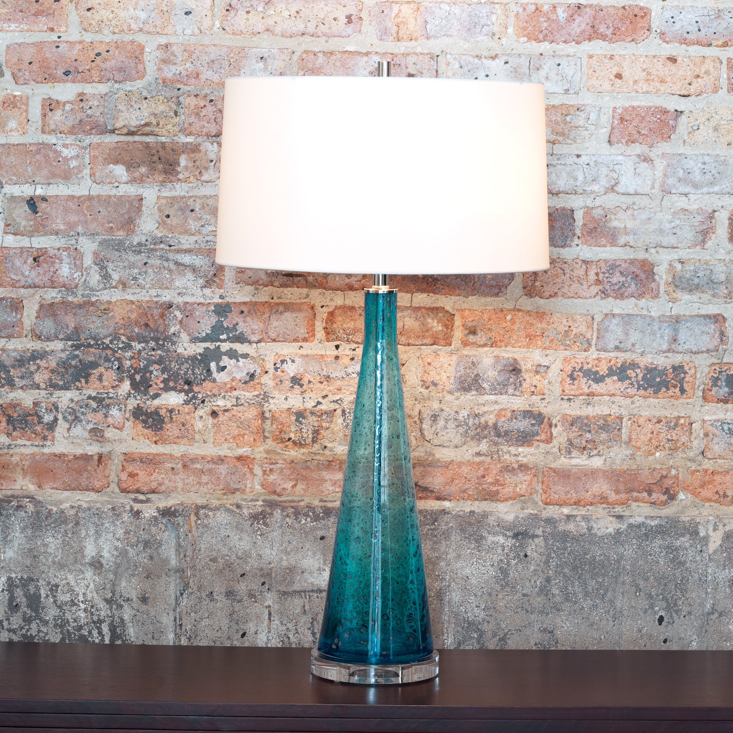 London Smoke Blue Glass Lamp by Port 68