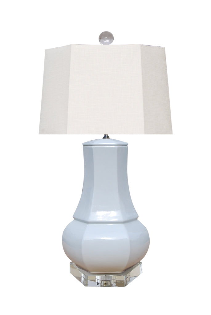 Hexagonal Lamp in Cloud Blue, 27"H