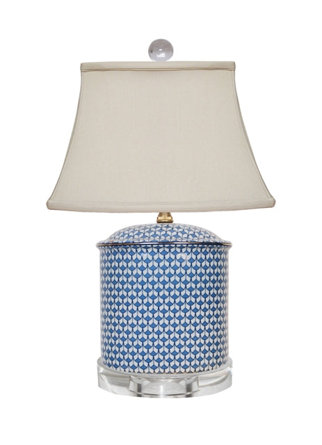 English Blue and White Porcelain Table Lamp