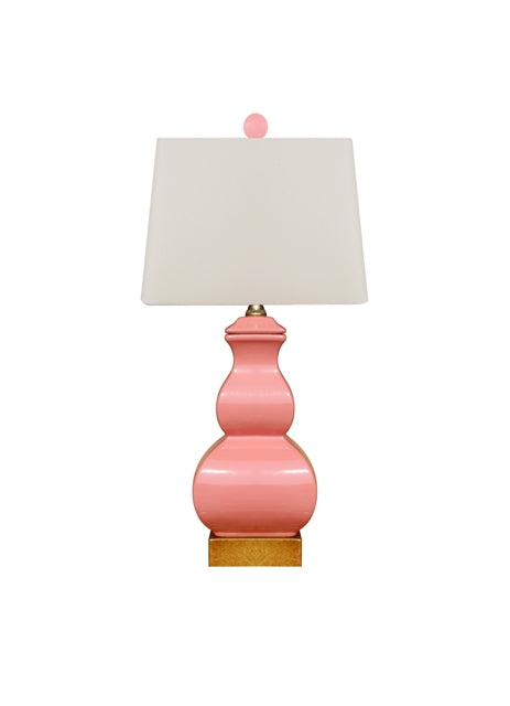 Pink Square Gourd Lamp 21"H