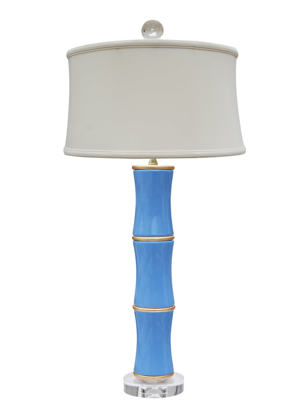 Bargain Basement Porcelain Bamboo Lamp - French Blue, Set of 2