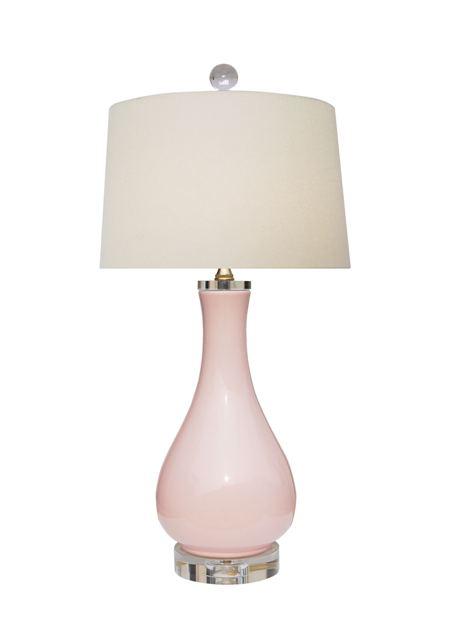 Porcelain Vase Lamp in Blush Pink