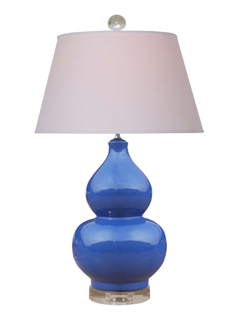 Navy Blue Double Gourd Lamp, 27.5"H