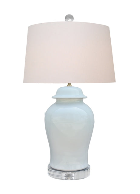 Light Blue Temple Jar Lamp 32"H