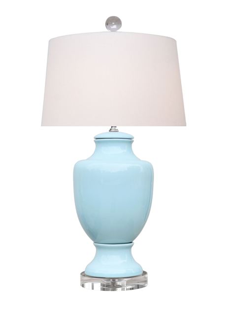 Light Blue Jar Lamp  26"H