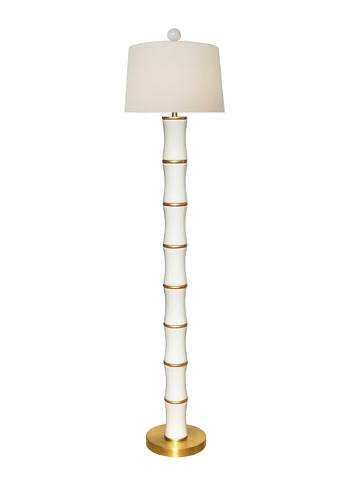White and Gold Bamboo Style Porcelain Floor Lamp
