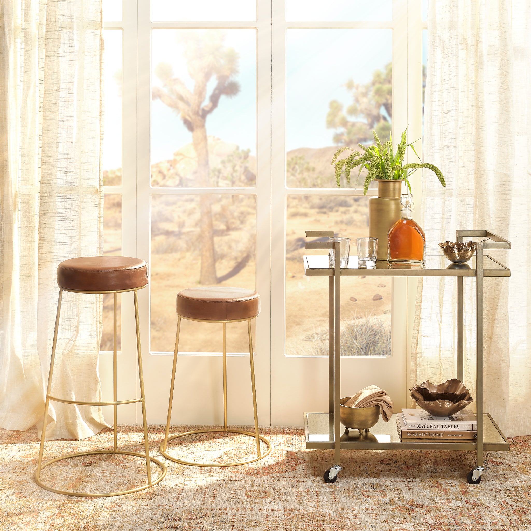 Henry Round Leather Bar Stool Lifestyle by JY