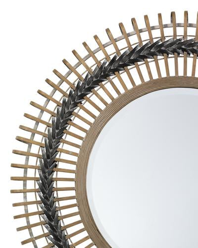 Jamie Young Grove Braided Mirror In Grey & Natural Bamboo