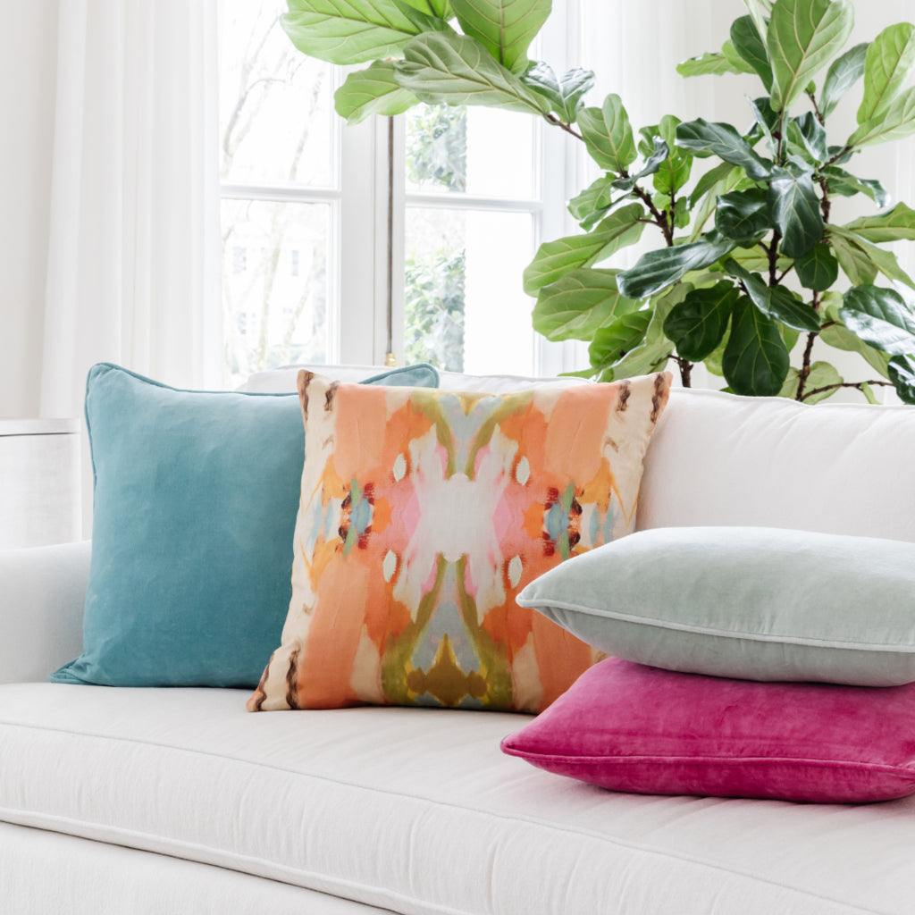 Laura Park Under the Sea Orange Linen Cotton Pillow