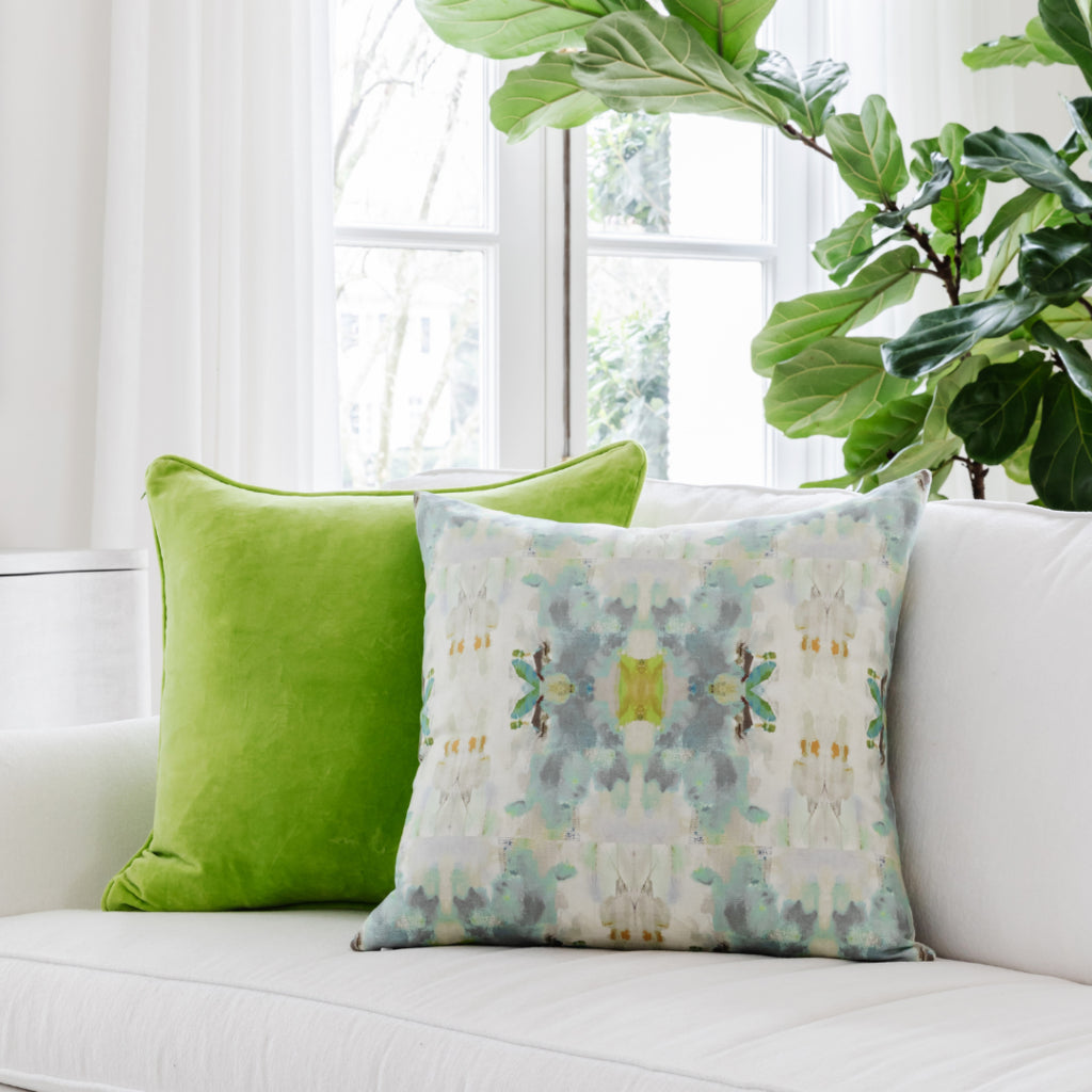 Laura Park Coral Bay Green Linen Cotton Pillow