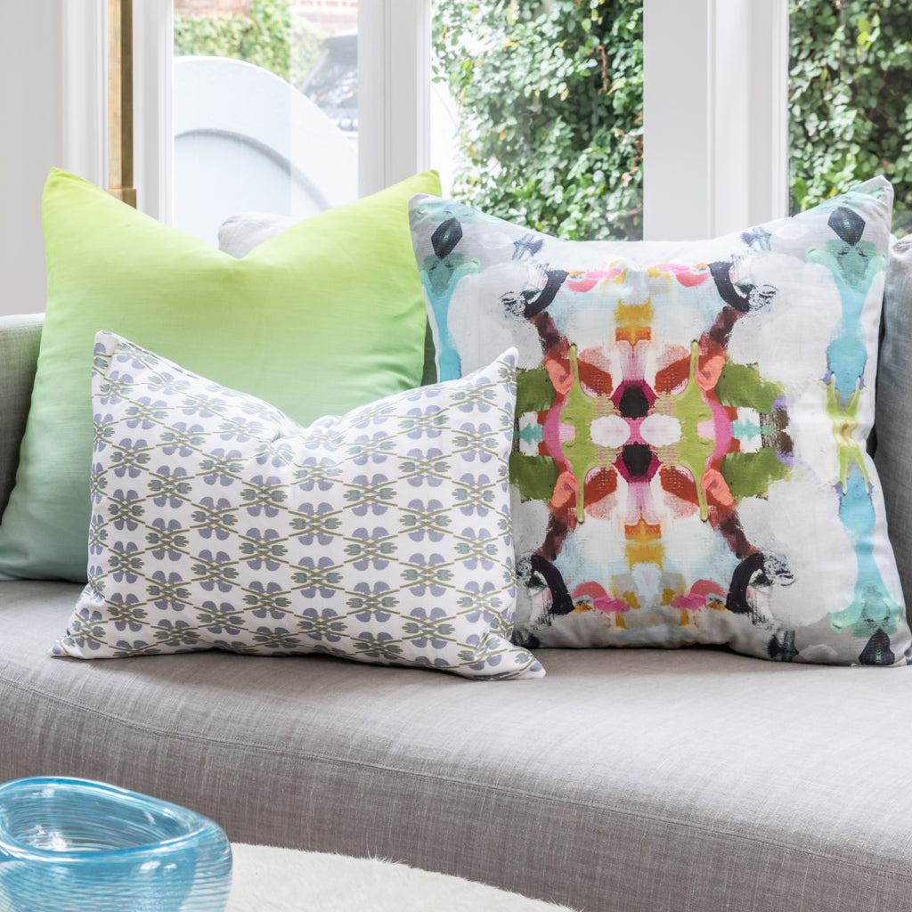 Laura Park Summer Garden Red Linen Cotton Pillow