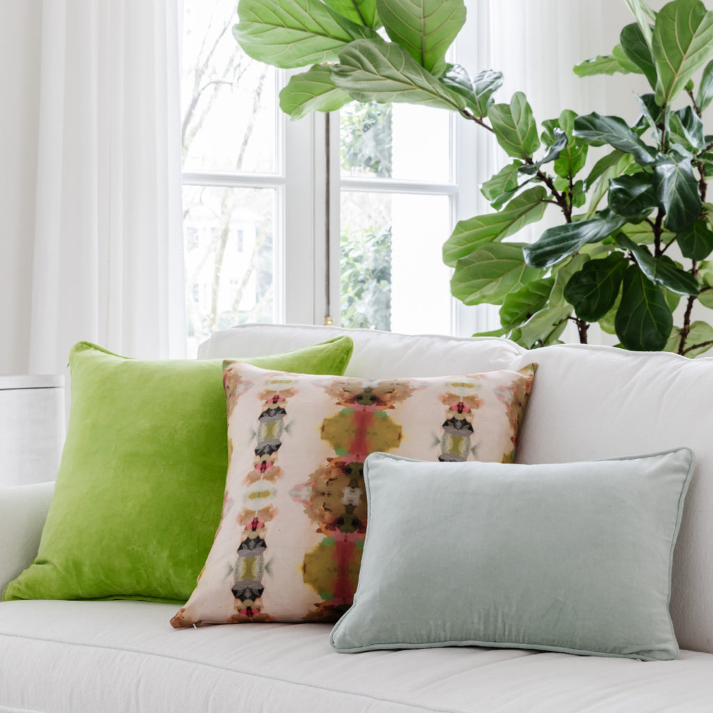 Under the Sea Pink Linen Cotton Pillow by Laura Park