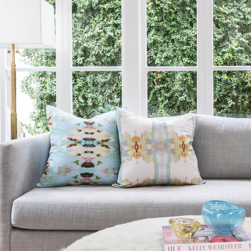 Laura Park Summer Garden Light Blue Linen Cotton Pillow