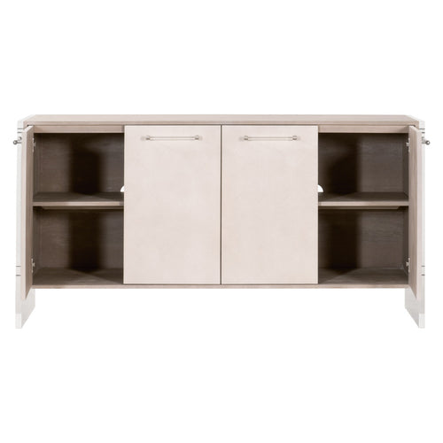 Essentials For Living Lorin Shagreen Media Sideboard in White Shagreen