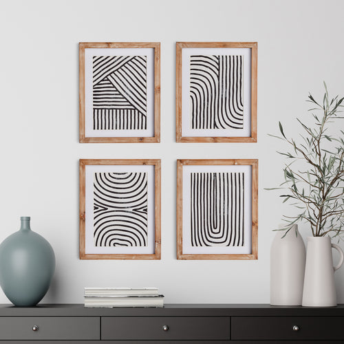 Achromatic Linear Petite Prints, Set Of 4