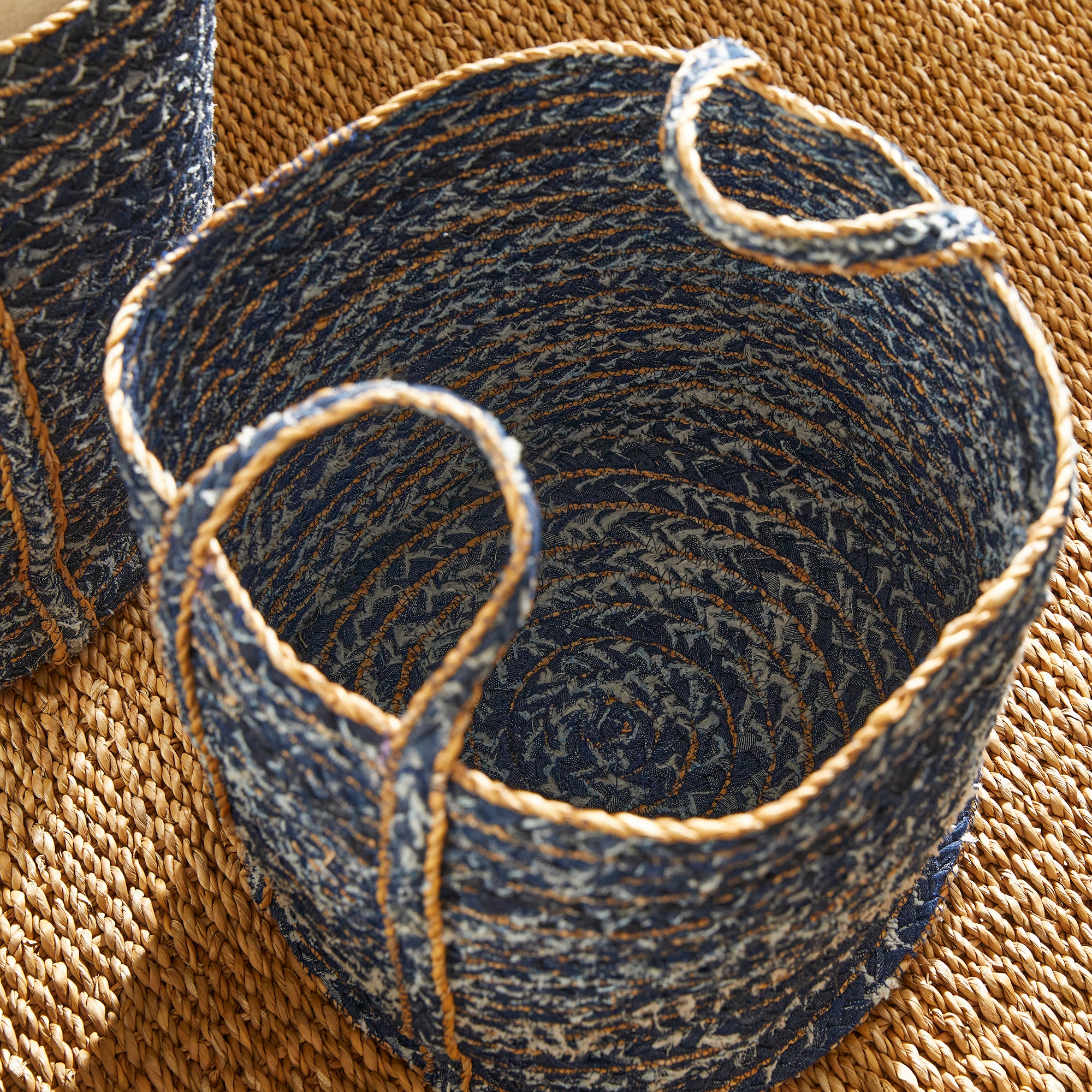 Denim Round Baskets St/3