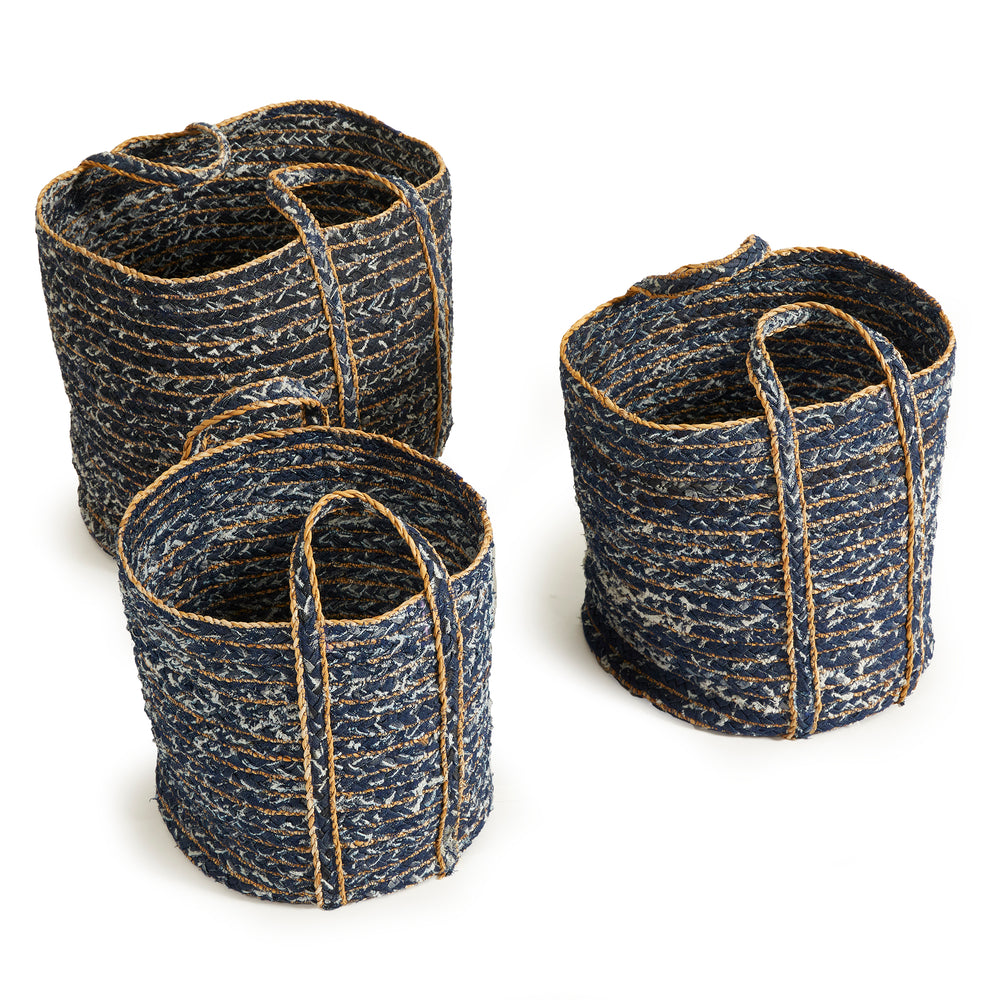 Denim Round Baskets St/3