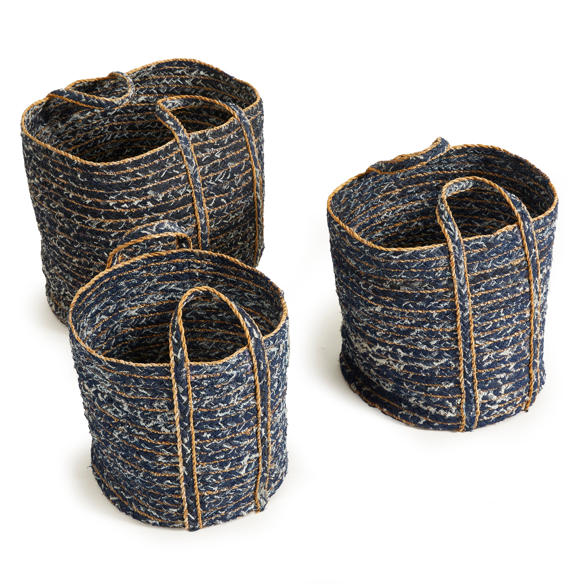 Denim Round Baskets St/3
