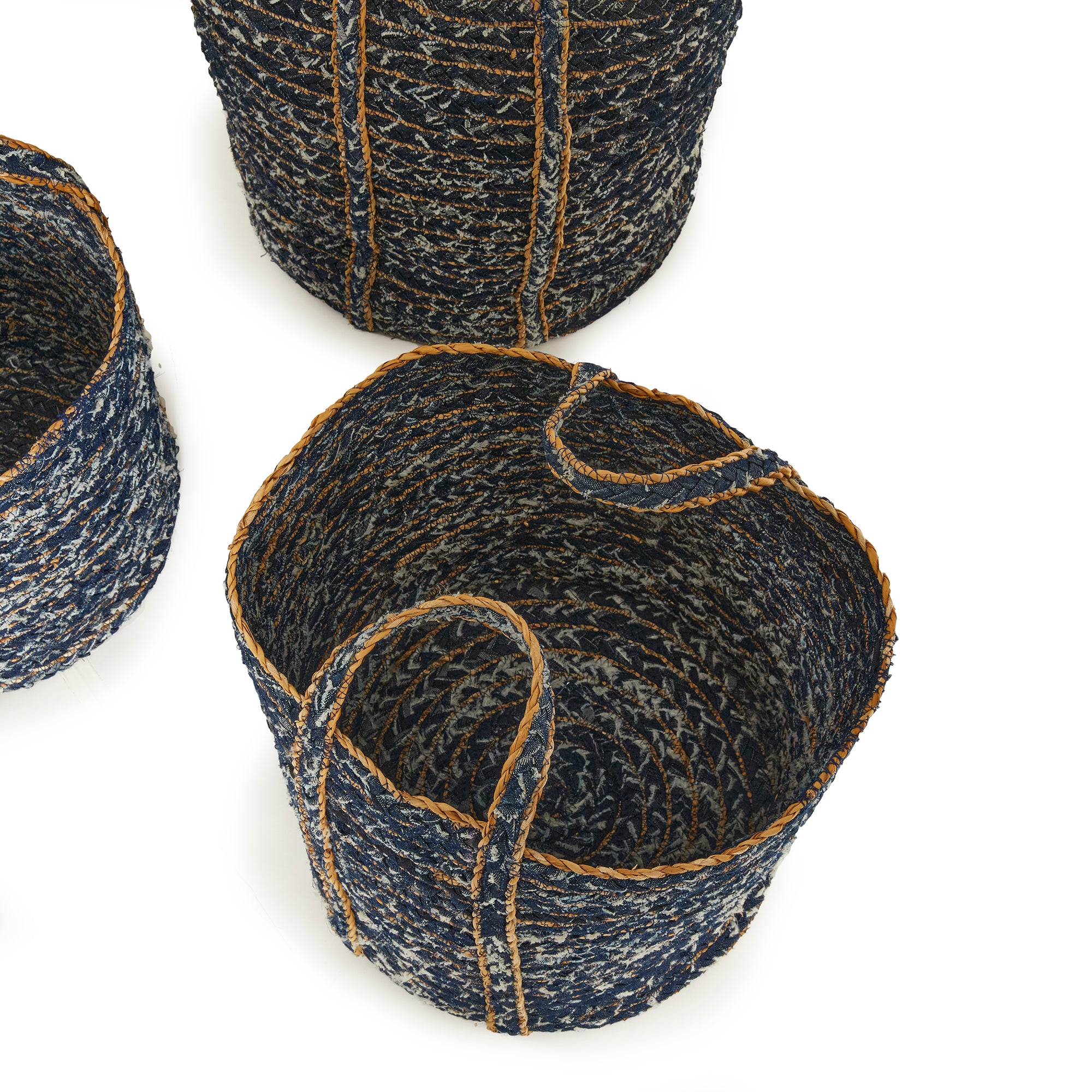 Denim Round Baskets St/3