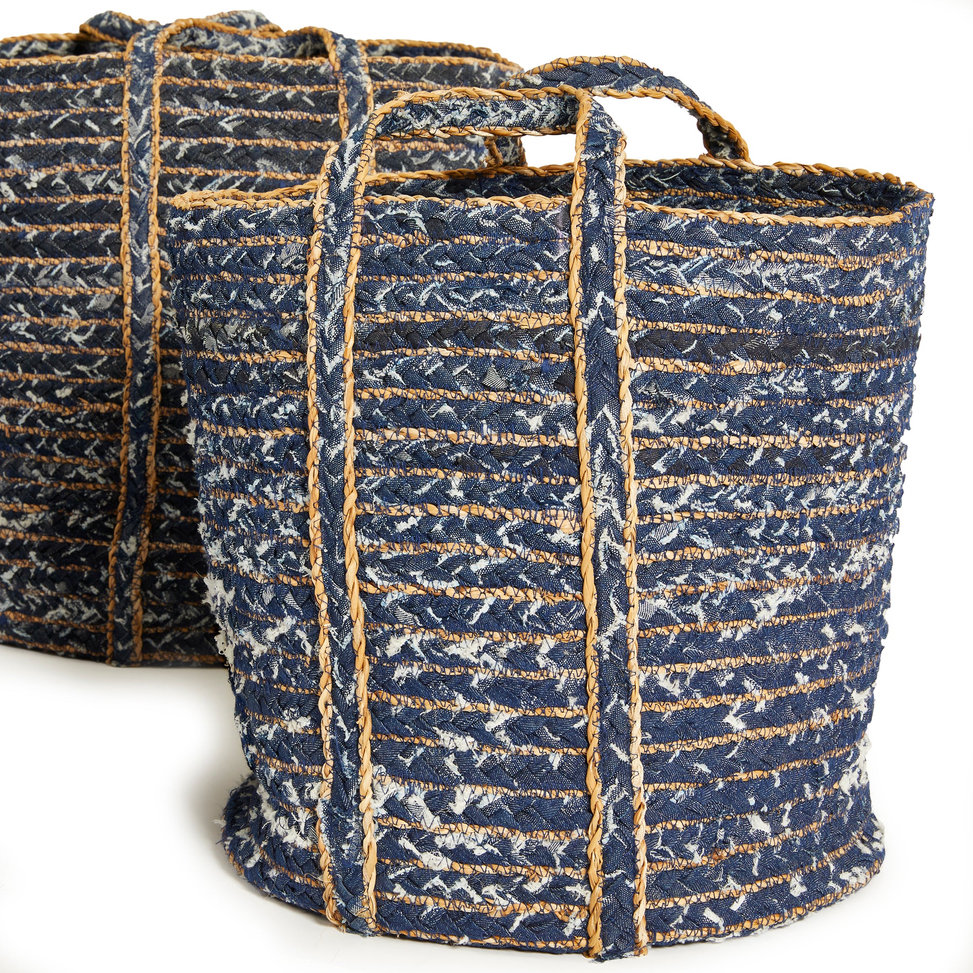 Denim Round Baskets St/3