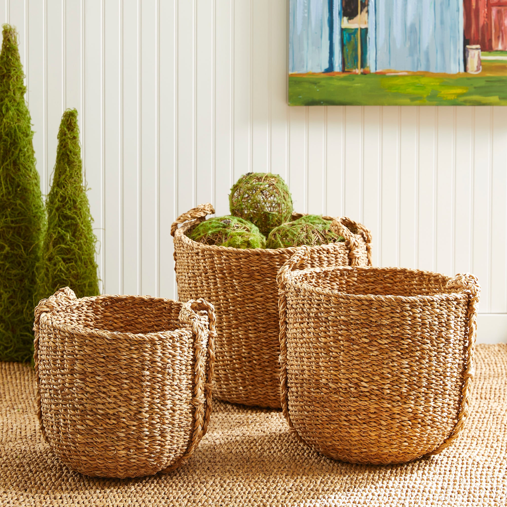 Seagrass Round Drum Baskets St/3